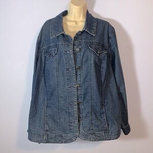 Charter club Jean shop denim jacket polkadots size 2X button up medium wash